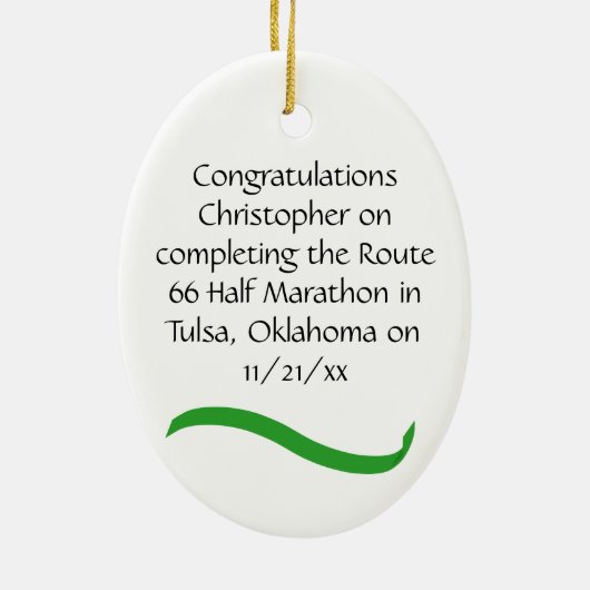 Man Half marathon Runner Ornament in Lt Green (Achterkant)