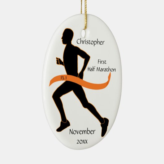 Man Half marathon Runner Ornament in Oranje (Rechts)