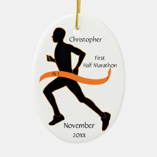 Man Half marathon Runner Ornament in Oranje