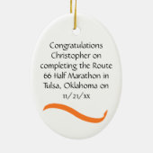 Man Half marathon Runner Ornament in Oranje (Achterkant)