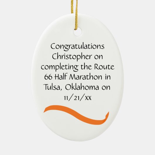 Man Half marathon Runner Ornament in Oranje (Achterkant)