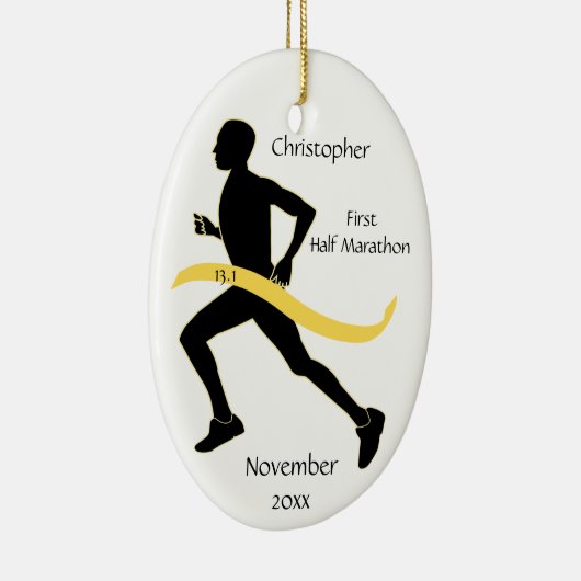 Man Half marathon Runner Ornament in Yellow (Rechts)