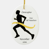 Man Half marathon Runner Ornament in Yellow (Voorkant)