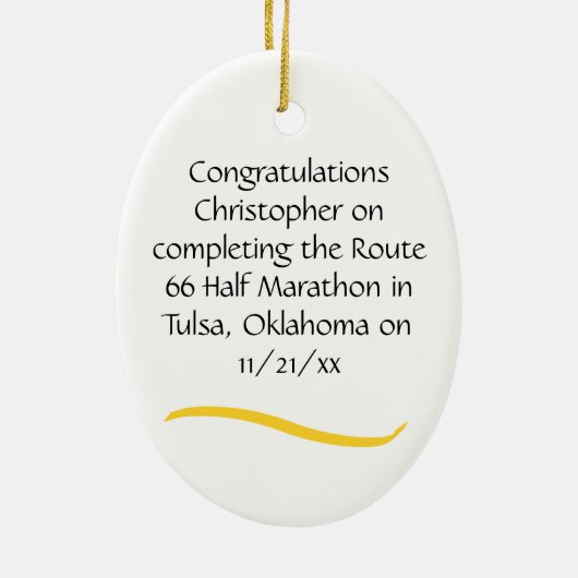 Man Half marathon Runner Ornament in Yellow (Achterkant)