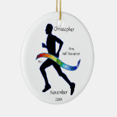Man halve marathonloper Puzzle Rainbow-Ornament Keramisch Ornament (Rechts)