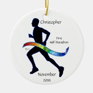 Man halve marathonloper Puzzle Rainbow-Ornament Keramisch Ornament