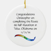 Man halve marathonloper Puzzle Rainbow-Ornament Keramisch Ornament (Achterkant)