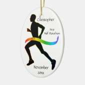Man halve marathonloper regenbooglintsieraad keramisch ornament (Links)
