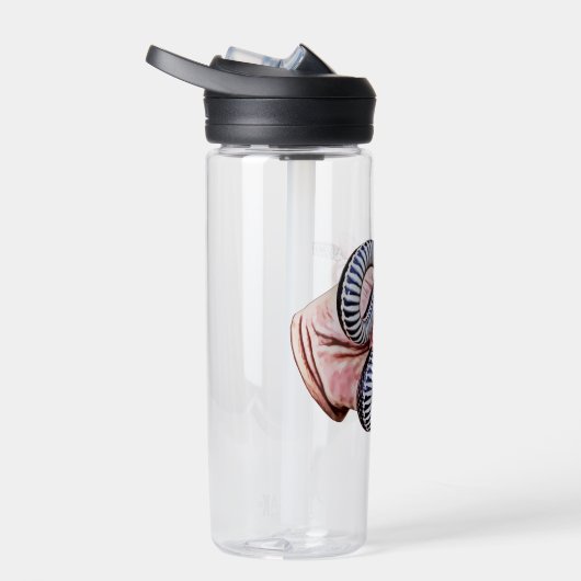 Man Hand Holding baby Snake Reptiel Art Waterfles (Rechts)