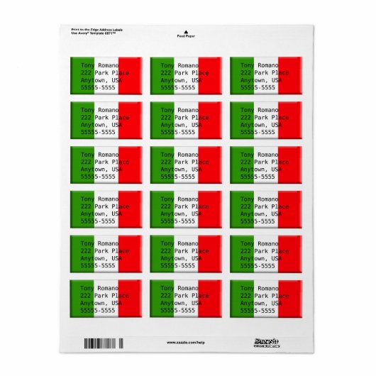 Man Handsome Italy Address Label Sjabloon (Full Sheet)