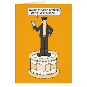 Man Happy Birthday Cartoon in leder