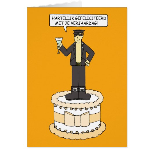 Man Happy Birthday Cartoon in leder (Voorkant)