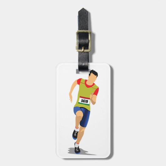 Man hardlopen bagtag bagagelabel (Voorkant verticaal)