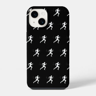 Man hardlopen lopers silhouet Hartslag Lijn iPhone 14 Hoesje