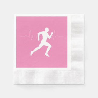 Man hardlopen lopers silhouet op roze achtergrond servet