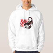 Man Het dragen van een witte hoodie met Scorpion D (Voorkant)