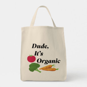 Man, het is biologisch, leuke groentetypografie tote bag