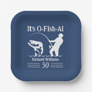 Man Het is O-fish-al Fisherman 50th Birthday Party Papieren Bordje