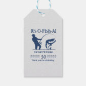 Man Het is Ofishal Fisherman 50ste verjaardagsfees Cadeaulabel (Achterkant)