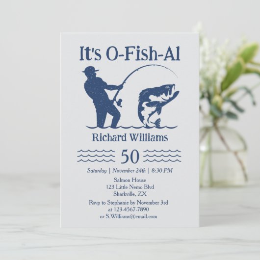 Man Het is Ofishal Fisherman 50ste verjaardagsfees Kaart (Staand voorkant)