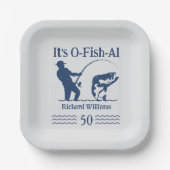 Man Het is Ofishal Fisherman 50ste verjaardagsfees Papieren Bordje (Voorkant)