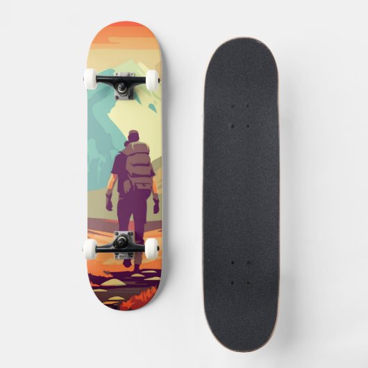 Man Hiking Mountain Valley Adventure Persoonlijk Skateboard (Voorkant)