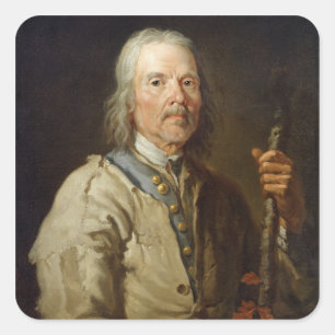 Man Holding a Personeel, c.1800 (olie op canvas) Vierkante Sticker