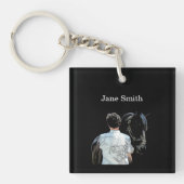 Man Holding Horse Dark AcrylSleutelhanger Sleutelhanger (Voorkant)