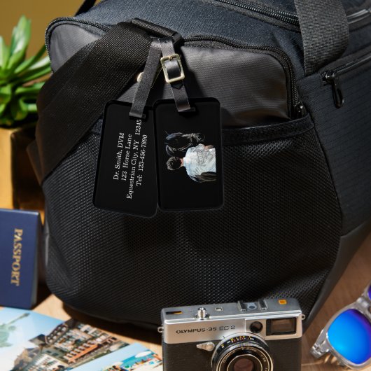 Man Holding Horse Dark Bagagelabel (Voorkant /achterkant)