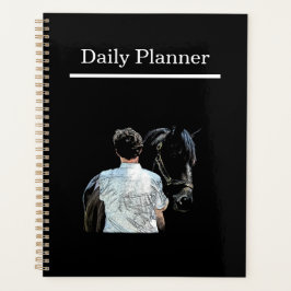 Man Holding Horse Dark Daily Planner