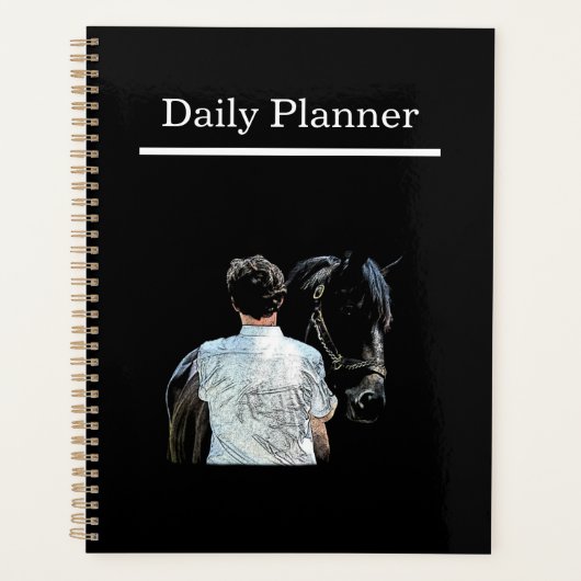 Man Holding Horse Dark Daily Planner (Voorkant)