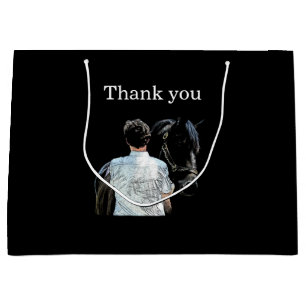 Man Holding Horse Dark Gift Bag Groot Cadeauzakje