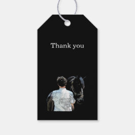 Man Holding Horse Dark Gift Label Cadeaulabel