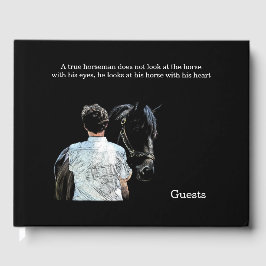 Man Holding Horse Dark Guest Book Gastenboek