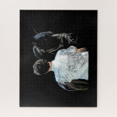 Man Holding Horse Dark Jigzaag Puzzle Legpuzzel (Verticaal)