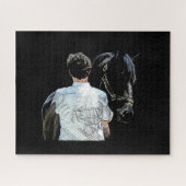Man Holding Horse Dark Jigzaag Puzzle Legpuzzel (Horizontaal)