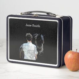 Man Holding Horse Dark Lunch Box