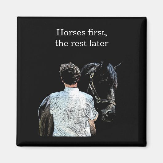 Man Holding Horse Dark Magnet (Voorkant)