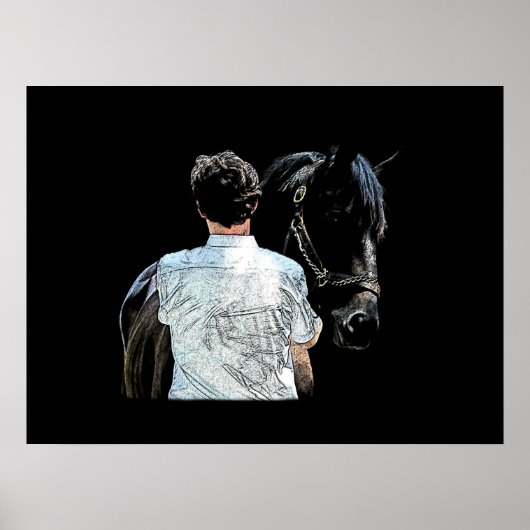 Man Holding Horse Dark Poster (Voorkant)