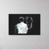 Man Holding Horse Dark Stretched Canvas afdrukken (Voorkant)