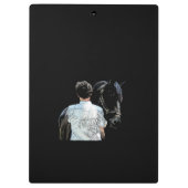 Man Holding Paard Donker Klembord (Achterkant)