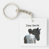 Man Holding Paard Licht Acryl Sleutelhanger (Voorkant)