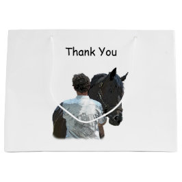 Man Holding Paard Licht Cadeau Bag Groot Cadeauzakje