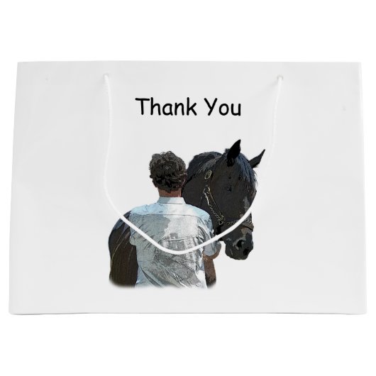 Man Holding Paard Licht Cadeau Bag Groot Cadeauzakje (Voorkant)