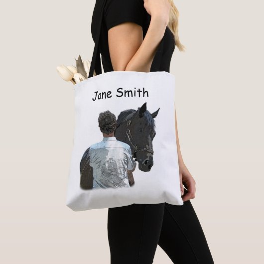 Man Holding Paard Licht Canvas tas (Dichtbij)