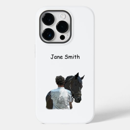 Man Holding Paard Licht Cel Telefoon Case (Achterkant)