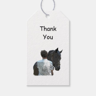 Man Holding Paard Licht Goft Label Cadeaulabel
