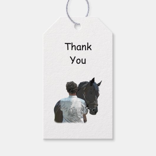 Man Holding Paard Licht Goft Label Cadeaulabel (Voorkant)
