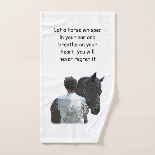Man Holding Paard Licht met Quote Handdoek (Handdoek)