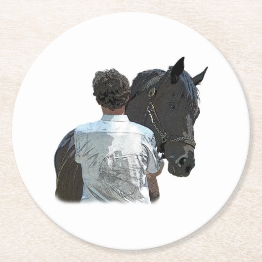 Man Holding Paard Licht Papier Onderzetter (Voorkant)